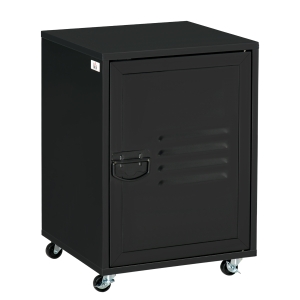 Rolling Storage Cabinet File Cabinet With Adjustable Shelf, Metal Door Black