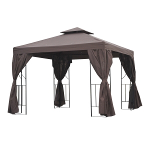 Outsunny 3x3 m Gazebo W/Side Panel-Brown