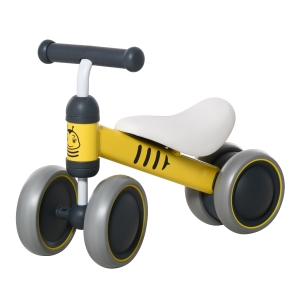 HOMCOM Bicicletta Senza Pedali per Bambini 18-24 mesi 3 Ruote Antiscivolo Giallo