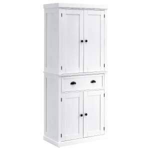 HOMCOM MDF Colonial Freestanding Kitchen Pantry Cabinet, 76 W x 40.5D x 184Hcm-White