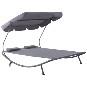 Outsunny Double Hammock Bed W/Pillows-Grey