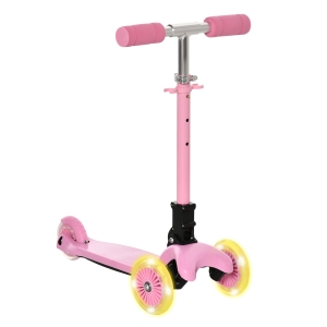 HOMCOM Monopattino Pieghevole 3 Ruote Illuminate LED per Bambini e Bambine 3-8 Anni - Rosa