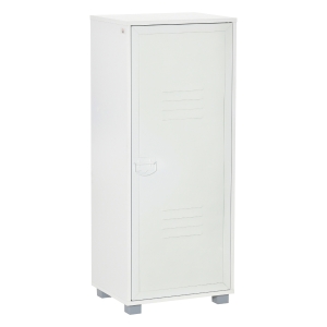 Modern 2-Tier Cabinet Storage Organizer with Louvered Metal Door White