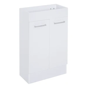 Kleankin Freestanding Vanity Unit, 500mm Under Sink Bathroom Cabinet with Ceramic Basin and Storage, Home Furniture, White