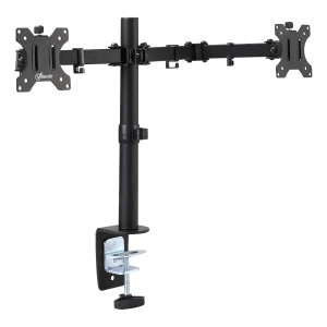 Vinsetto Doppio Supporto Monitor per Scrivania, Altezza, Inclinazione e Orientamento Regolabili, Monitor 13-32'' - Nero