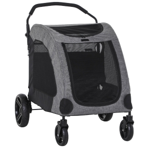 PawHut Medium Size Dog Stroller Pushchair Pet Trailer Dogs 4-Wheel Mesh Window Travel Stroller