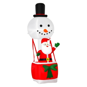 HOMCOM Babbo Natale Gonfiabile su Mongolfiera con Luci LED Integrate, Decorazione Natalizia da Esterno, 80x85x250cm - Multicolore