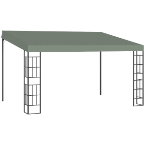 Outsunny hellend dak pergola grijs+zwart 4 x 3 x 2.5m
