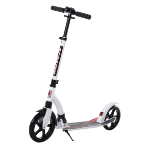HOMCOM Teen/Adults Aluminium Folding Kick Scooter w/ Shock Mitigation System White