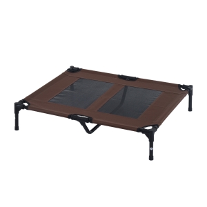 Pawhut 91.5Lx76.2Wx18H cm Elevated Pet Bed-Brown/Black Frame
