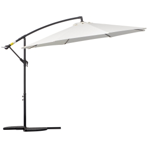 Outsunny Chapéu de Sol de Jardim Ø300x250cm Chapéu de Sol Excêntrico Inclinável com Manivela Base Cruzada Suporte de Aço e Proteção Solar para Terraço Exterior Creme