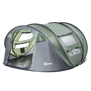 Outsunny 4-5 Person Pop-up Camping Tent Waterproof Family Tent Grey