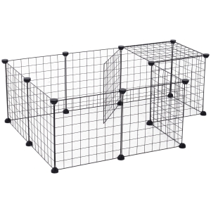 PawHut Freigehege für Kleintiere Metallgitter flexibel Schwarz 106 x 73 x 36 cm