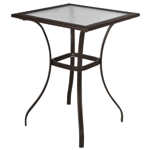 Table carrée bistro de jardin plateau verre trempé