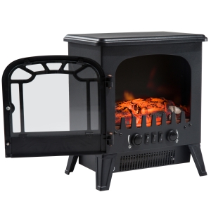 Homcom Cheminée Électrique 900-1800 W en Métal Noir 36 x 26 x 42 cm