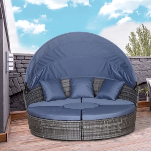 Lit canapé de jardin modulable grand confort résine tressée