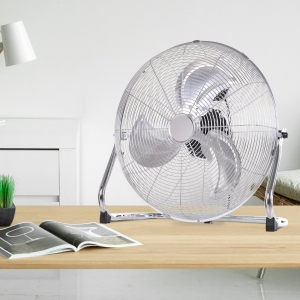 HOMCOM 20" Chrome Silver Metal Floor Fan High Velocity 3 Speed Settings Wind Low Noise Adjustable Fan Head 100W