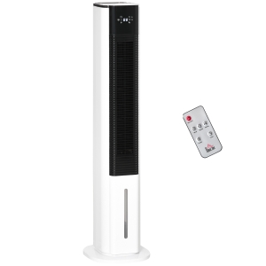 HOMCOM 42" Portable Air Cooler, Humidifier Evaporative Ice Cooling Fan Water Conditioner Unit with 3 Modes, 3 Speed, Remote Controller, Timer, Oscillating for Home Quiet Bedroom, White