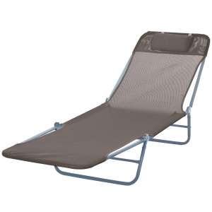 Outsunny Sdraio Pieghevole Reclinabile con Cuscino da Giardino Spiaggia Marrone