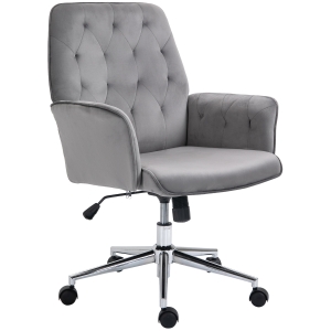 Vinsetto Swivel Computer Chair w/ Arm Modern Style Tufted Home Office Bedroom Deep Grey