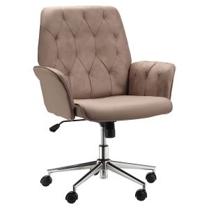 Vinsetto Tufted Ergonomic Desk Chair w/ Armrest & 360° Swivel Base - Coffee Brown