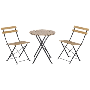 Outsunny 3-delige opvouwbare bistroset massief hout + stalen frame natuurlijke kleur