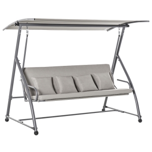 Outsunny Dondolo da Giardino 3 Posti con Tettuccio in Acciaio e Poliestere Beige