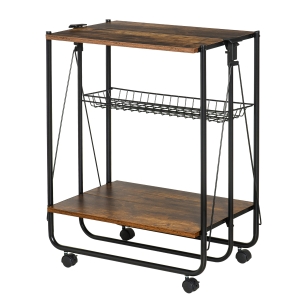 Desserte Vintage style industriel 3 étagères pliables