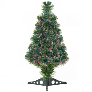 Homcom Albero di Natale Artificiale con 55 Rami con Fibra Ottica 60cm, Verde
