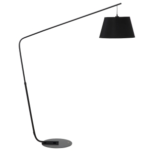 HOMCOM Lámpara de Pie en Forma Arco con Pantalla Colgante de Tela Casquillo E27 Máx. 40W e Interruptor de Pie Lámpara de Suelo Moderna para Salón Dormitorio 143x40x182 cm Negro
