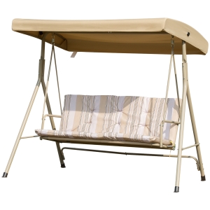 Outsunny Dondolo da Giardino 3 Posti in Acciaio con Tetto Regolabile, Cuscini e Braccioli, 172x110x156cm