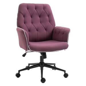 Vinsetto Tufted Ergonomic Desk Chair w/ Armrest & 360° Swivel Base - Purple