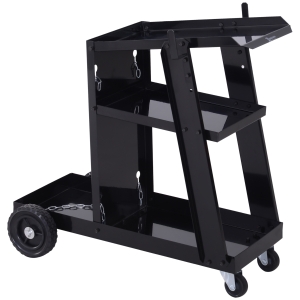 DURHAND Welding Cart for Tanks Gas Bottles, Welder Trolley Garage with Safety Chain and Wheels, Max Load 50kg, Black