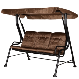 Outsunny Steel Frame 3-Seater Outdoor Garden Swing Chair w/ Canopy Brown