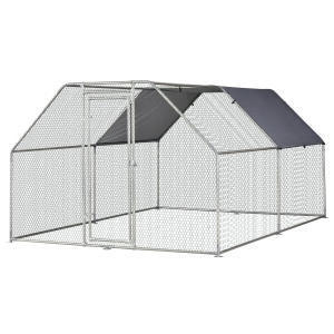 PawHut Gallinero de Exterior 2,8x3,8x1,95 m Jaula con Cerradura para Aves de Corral de Metal Galvanizado y Cubierta Oxford