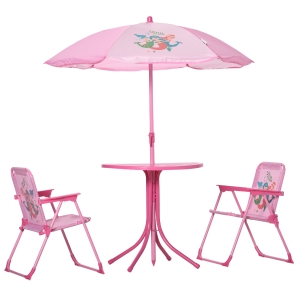 Outsunny Gartentisch-Set für Kinder 3-6 J., Hai-Design, Rosa