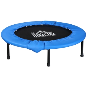 HOMCOM Tappeto Elastico Pieghevole per Allenamento a Casa e in Giardino, Trampolino Elastico con Bordo Imbottito e Molle, Blu e Nero