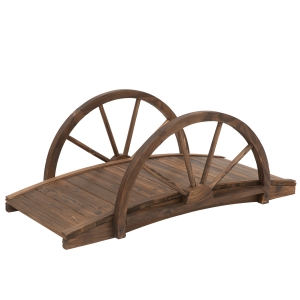 Outsunny Fir Wood Outdoor Garden Décor Walkway Bridge Brown