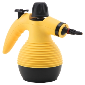 HOMCOM Pistola a Vapore Multiuso Pulitore a Vapore Portatile Professionale per Cucina, Bagno, Tessuti, Serbatoio 350ml - giallo