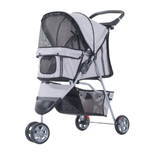PawHut Passeggino per Cani Carrello per Animali Domestici, Grigio, 75 x 45 x 97cm