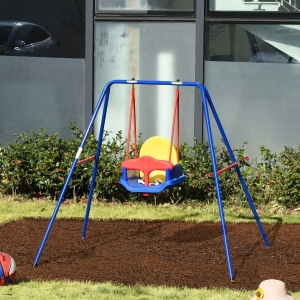 Outsunny Altalena per Bambini in Metallo e Seggiolino con Cintura di Sicurezza