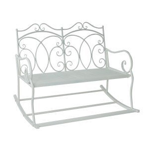 Outsunny Iron Rocking Bench-Milk White