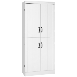 HOMCOM 4-Door Kitchen Cupboard Freestanding Storage Cabinet w/6-tier Shelves, White