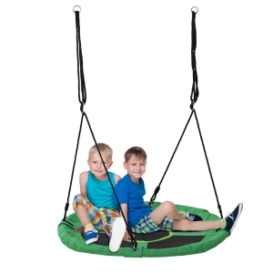 Homcom Altalena da Giardino per Bambini a Nido, Verde e Nero Diametro 100cm