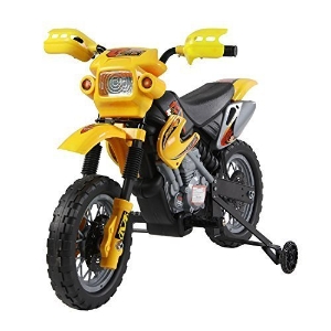 HomCom® Moto Electrica Infantil Bateria 6V Recargable Niños 3-6 Años Cargador y Ruedas Apoyo Color Amarillo