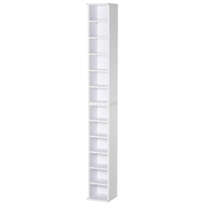 HOMCOM cd-kast cd-rek met 6 vakken staande kast tweedelige set met twee open opbergvakken spaanplaat wit 21 x 22,5 x 88,5 cm