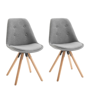 Homcom Set 2 Sedie Imbottite con Gambe in Legno e Rivestimento Grigio