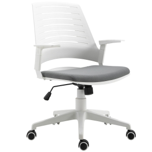 Vinsetto Fotel biurowy, krzesło do gier, fotel gamingowy, fotel obrotowy, funkcja przechylania, wyściełane oparcie, ergonomiczny design, z regulacją wysokości, nylon, tworzywo sztuczne PU, szary 62x 55x 84,5-91,5 cm