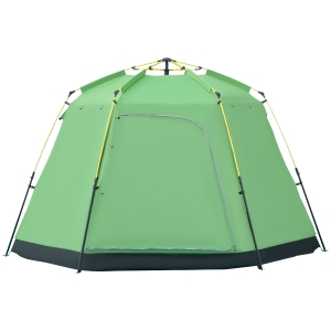 Outsunny Campingzelt für 6 Personen, Schnellöffnend, Grün+Schwarz, 320 x 320 x 180 cm