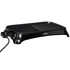HOMCOM Elektrogrill mit Regelbarer Thermostat Antihaftbeschichtete Grillplatte 1600 W 53,5 x 31 x 8 cm